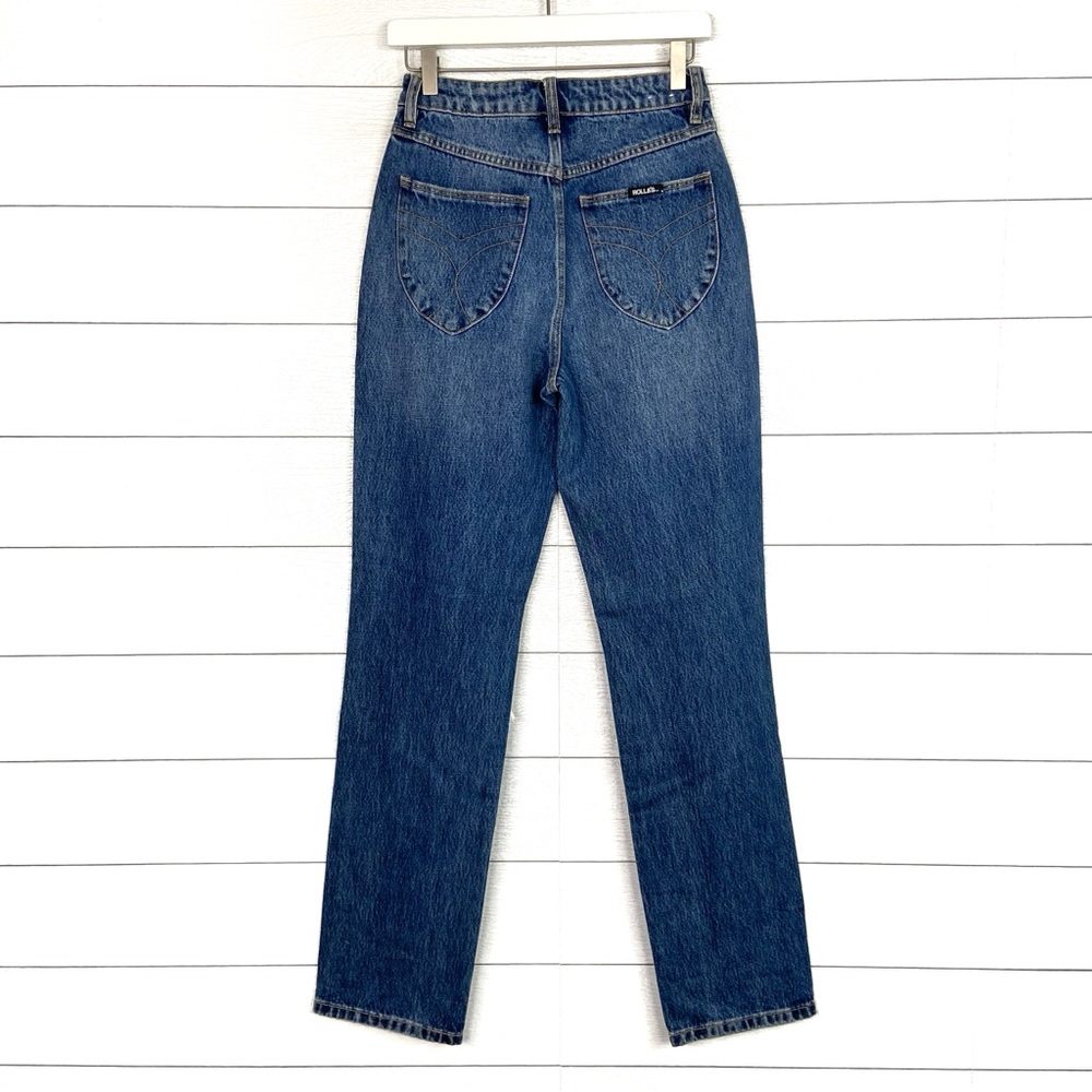 Rollas Classic Straight High Rise Regular 26 Denim Jean Ripped Knee Button Fly - Picture 2 of 4